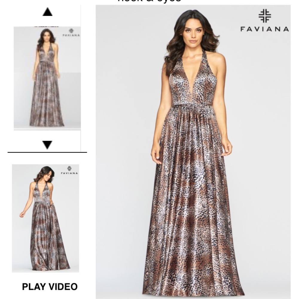 Long cheetah print charmeuse ball gown NWT